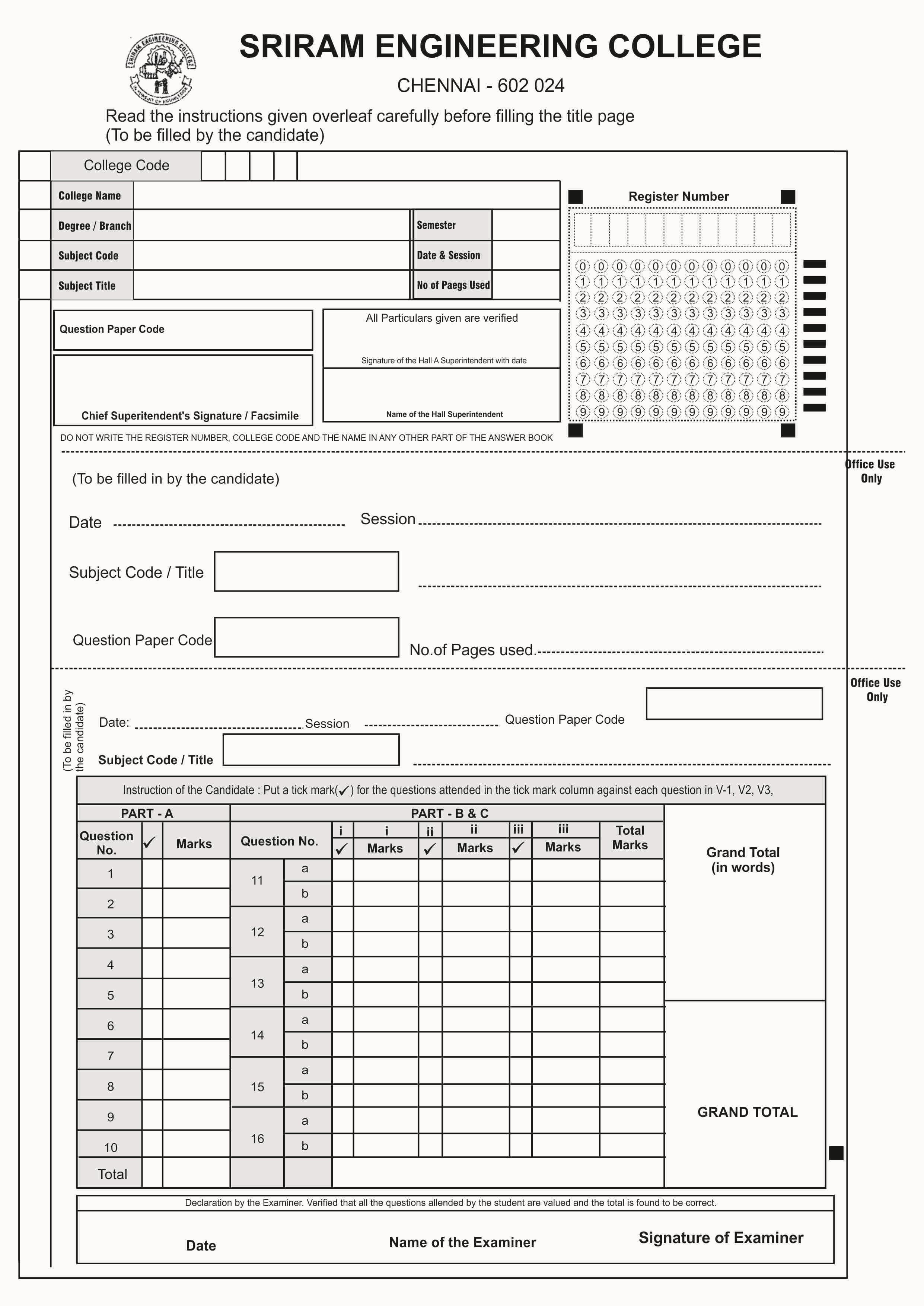 Exam Sheets